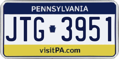 PA license plate JTG3951