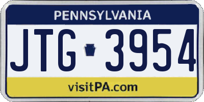 PA license plate JTG3954
