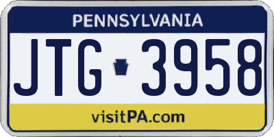 PA license plate JTG3958