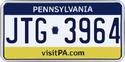 PA license plate JTG3964