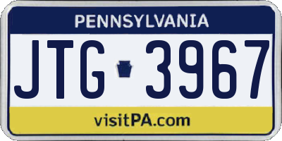 PA license plate JTG3967