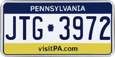 PA license plate JTG3972