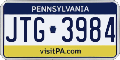 PA license plate JTG3984