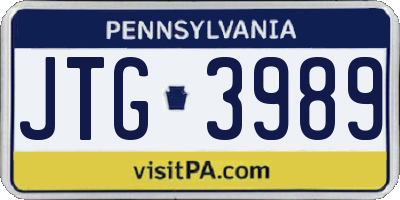 PA license plate JTG3989