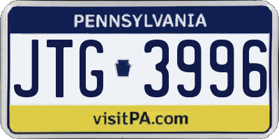 PA license plate JTG3996