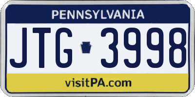 PA license plate JTG3998