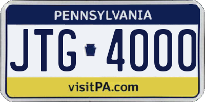PA license plate JTG4000