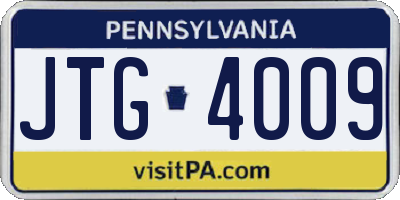 PA license plate JTG4009