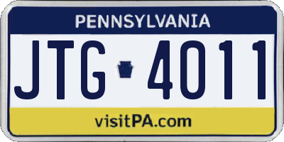 PA license plate JTG4011