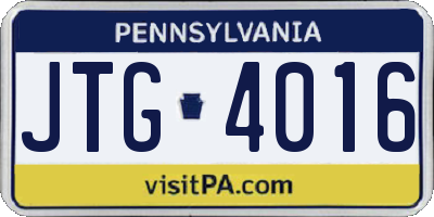PA license plate JTG4016