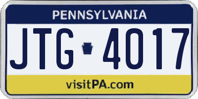PA license plate JTG4017