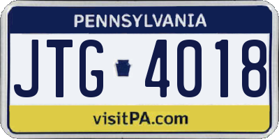 PA license plate JTG4018