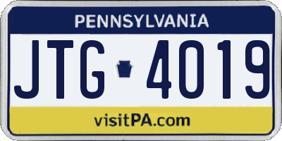 PA license plate JTG4019