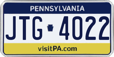PA license plate JTG4022
