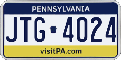 PA license plate JTG4024