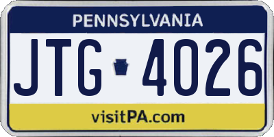 PA license plate JTG4026