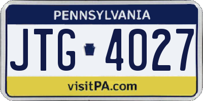 PA license plate JTG4027