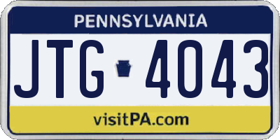 PA license plate JTG4043