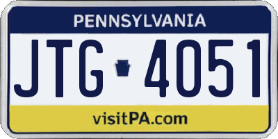 PA license plate JTG4051