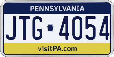 PA license plate JTG4054