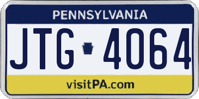 PA license plate JTG4064