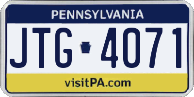 PA license plate JTG4071