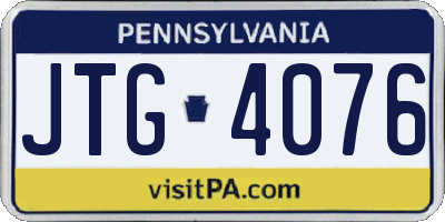 PA license plate JTG4076