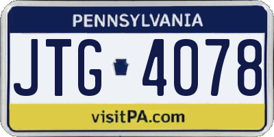 PA license plate JTG4078