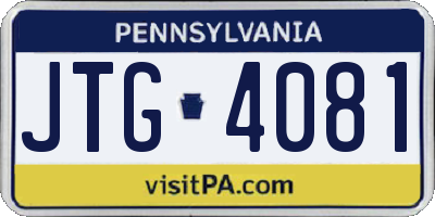 PA license plate JTG4081