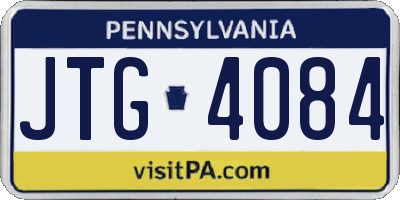 PA license plate JTG4084