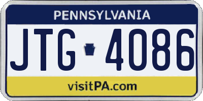 PA license plate JTG4086