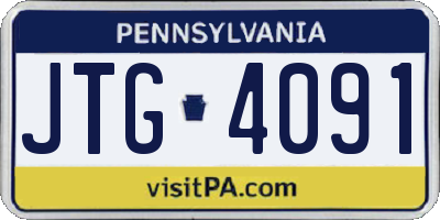PA license plate JTG4091