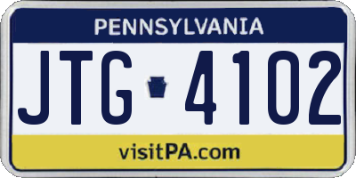 PA license plate JTG4102