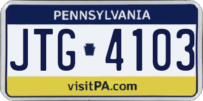 PA license plate JTG4103