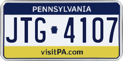 PA license plate JTG4107