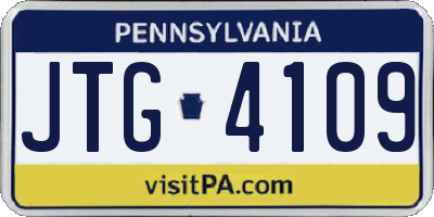 PA license plate JTG4109
