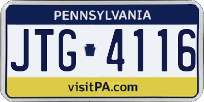 PA license plate JTG4116