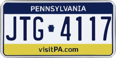 PA license plate JTG4117