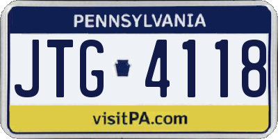 PA license plate JTG4118