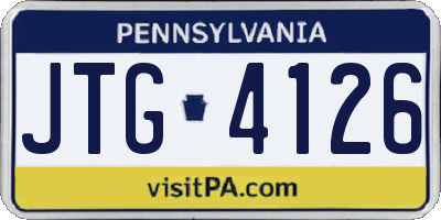 PA license plate JTG4126