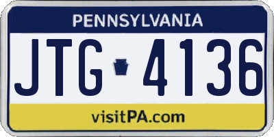 PA license plate JTG4136