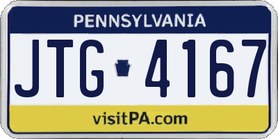 PA license plate JTG4167