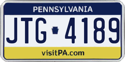 PA license plate JTG4189