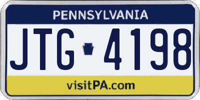 PA license plate JTG4198