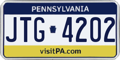 PA license plate JTG4202