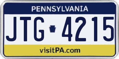 PA license plate JTG4215