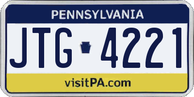 PA license plate JTG4221