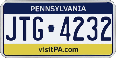 PA license plate JTG4232