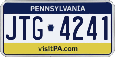 PA license plate JTG4241