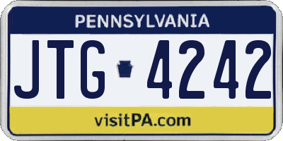 PA license plate JTG4242